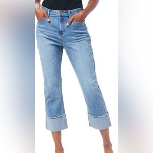 Susan Graver Girlfriend Raw Hem Cuffed Light Wash Jean Size 22W